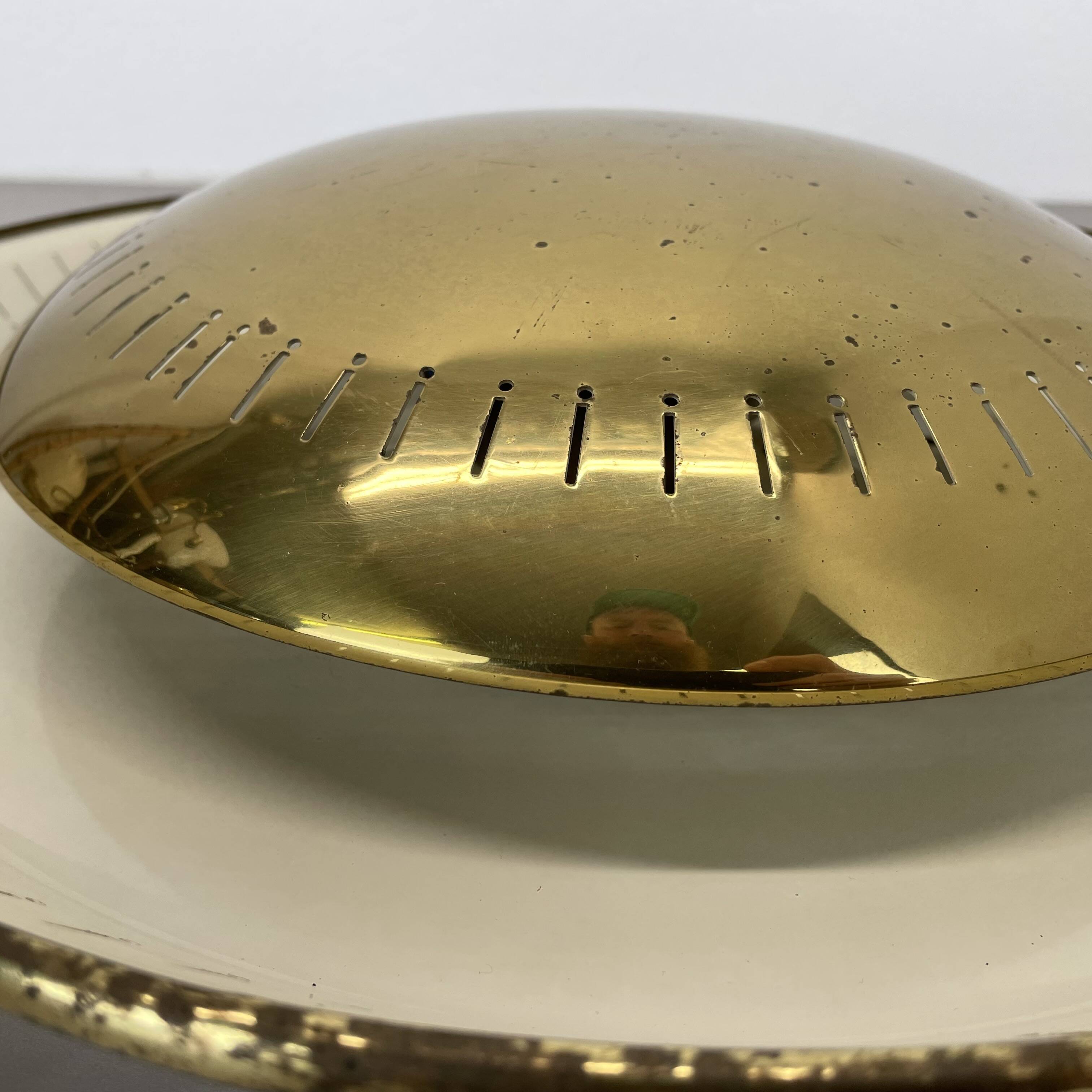 unique 42cm Brass Gino Sarfatti Style Ceiling wall Light Flushmount, Italy