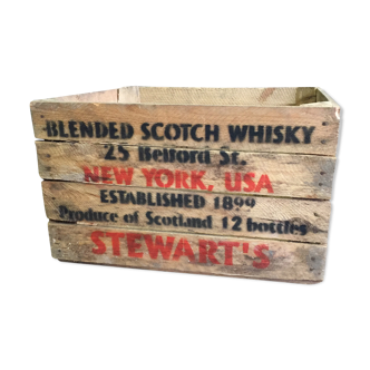 Vintage wooden case whisky USA Stewart - vintage wooden Crates w Ad