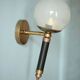 Pair of vintage wall sconces, brass sconce and opaque glass globe, vintage lamp, wall lamp, 50s.