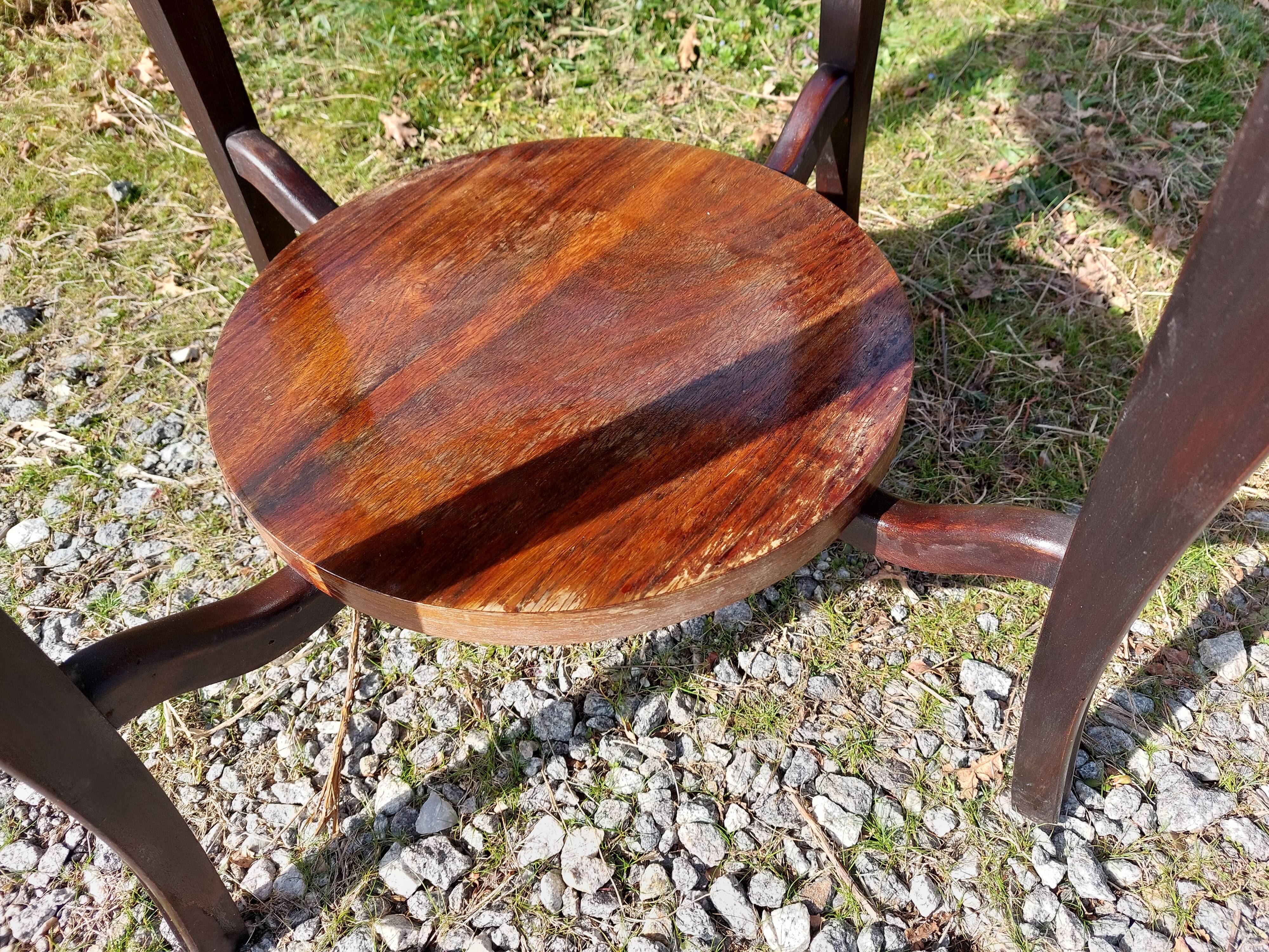 wooden pedestal table, two-tone, art deco