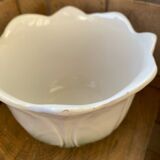 Cache pot en forme de tulipe/chou céramique Italy blanc vert vintage