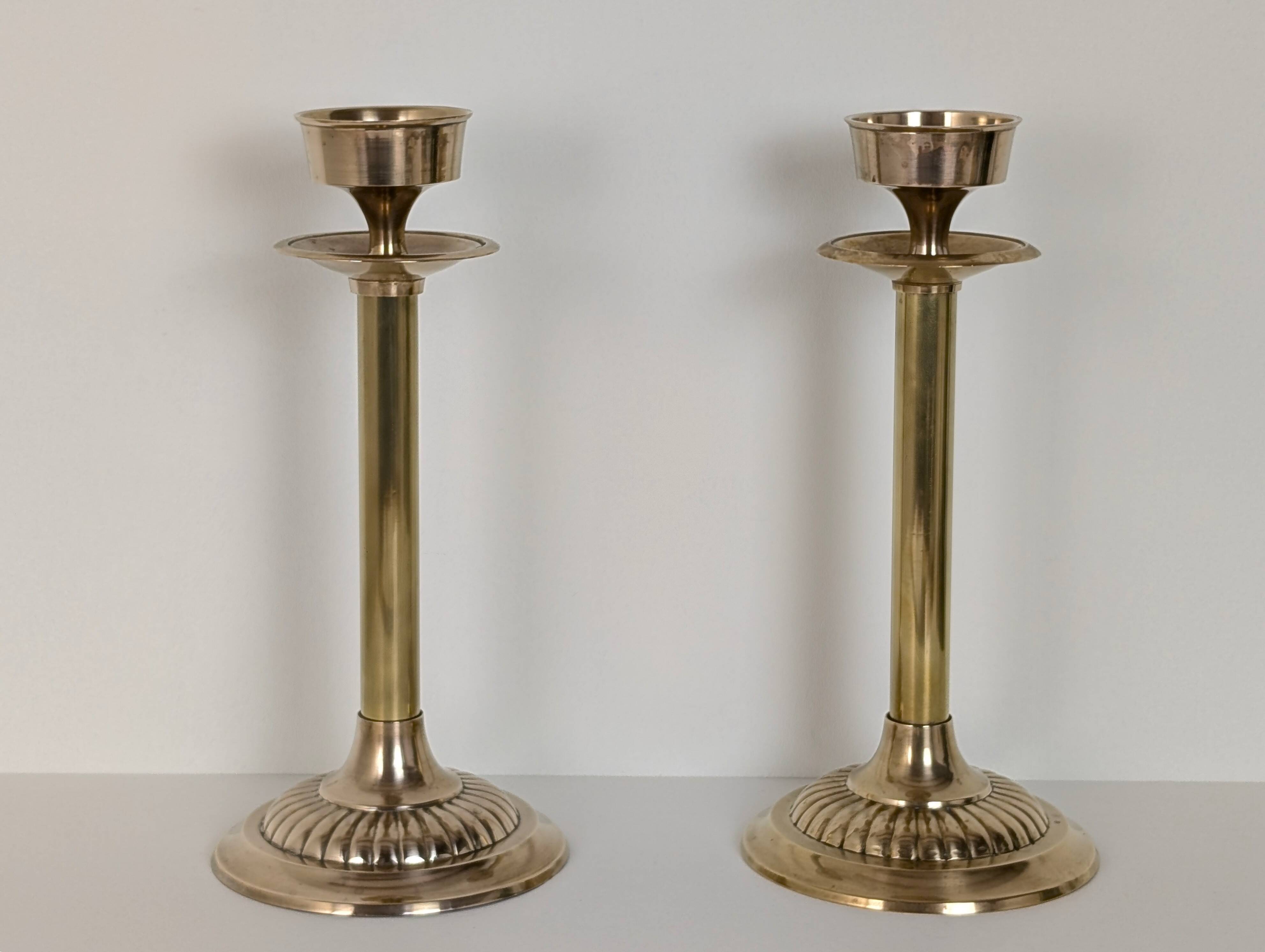 Pair of brass candlesticks