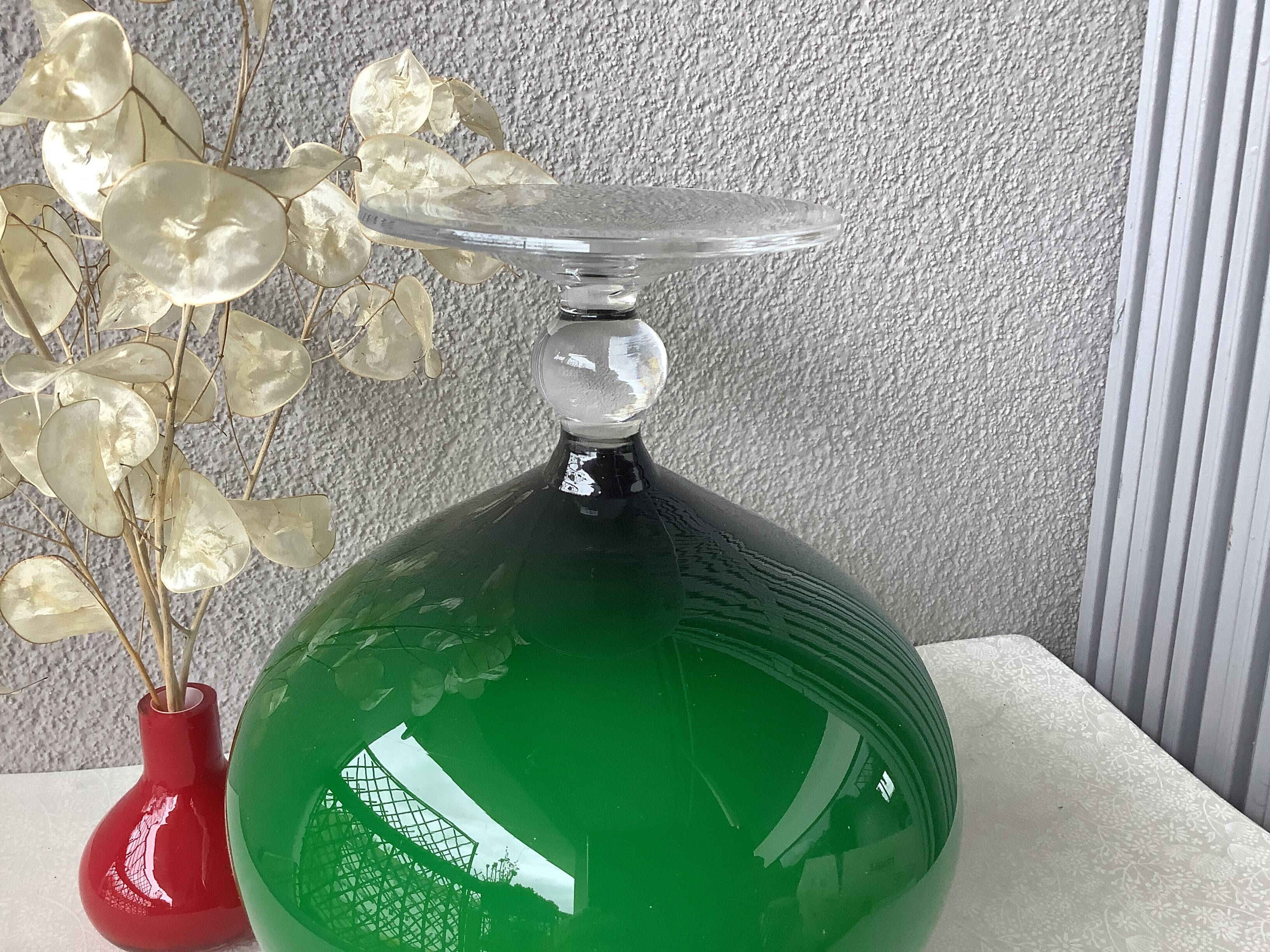 Italian vase on pedestal stem in opal glass - XXL size