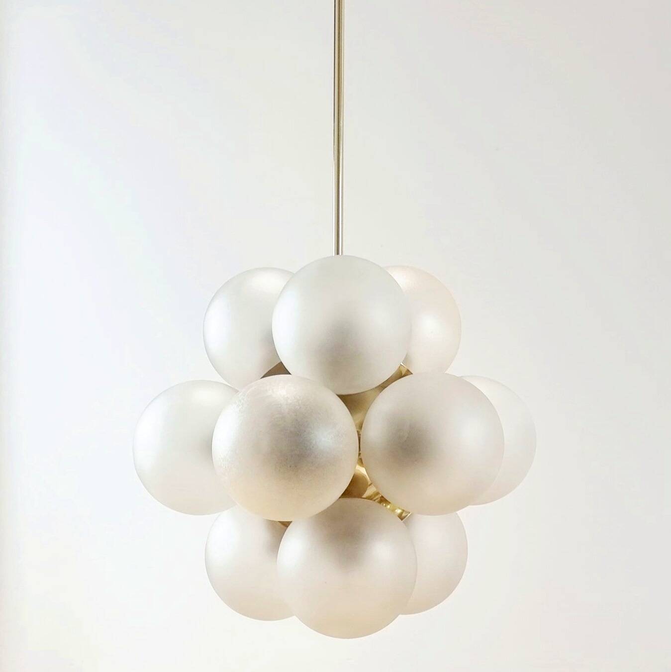 Space Age Sputnik Brass & Glass Globes Ceiling Light/Chandelier from Kaiser Leuchten, Germany, 1960s