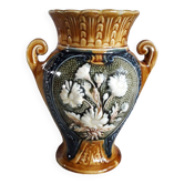 Vintage slip vase with floral decoration