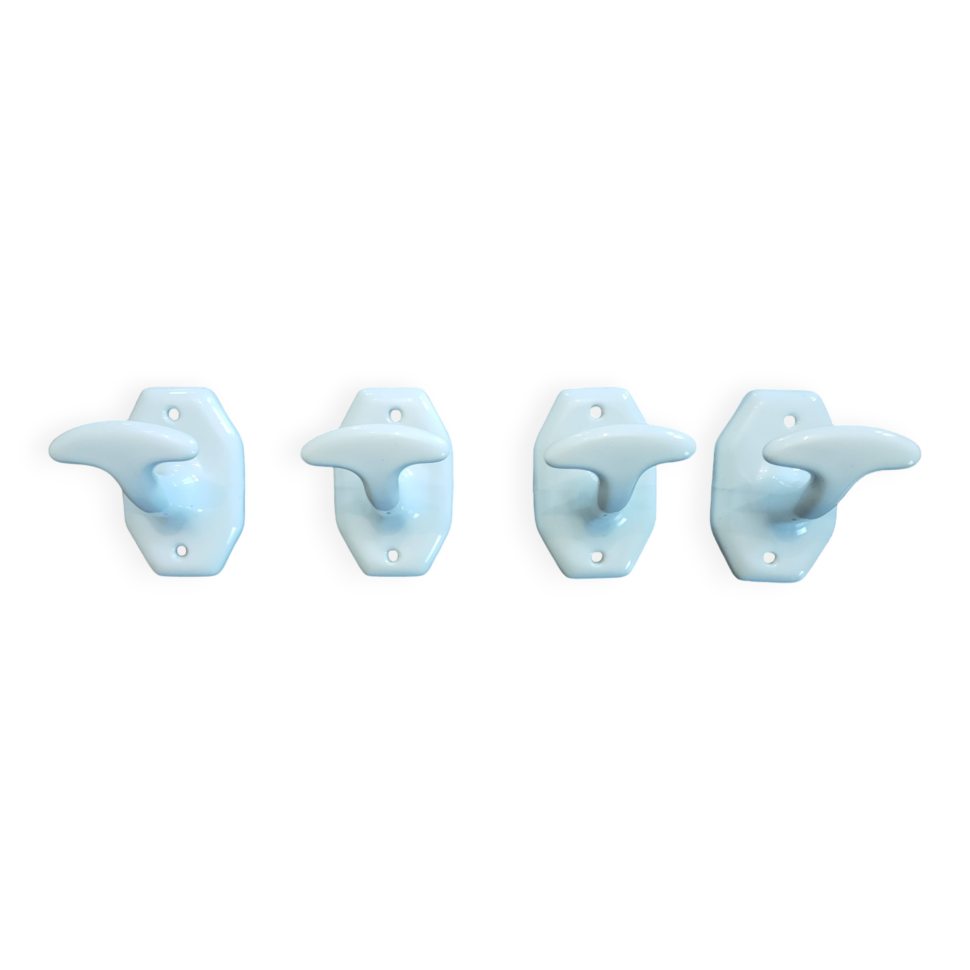set of 4 porcelain bathroom hooks