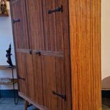Wicker rattan bamboo wardrobe 1950 1960