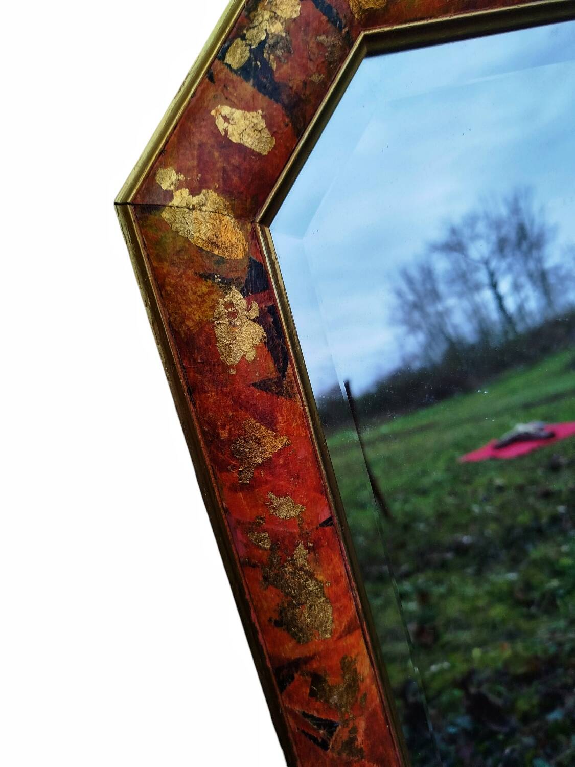 Bevelled octagonal mirror from the 1980s.