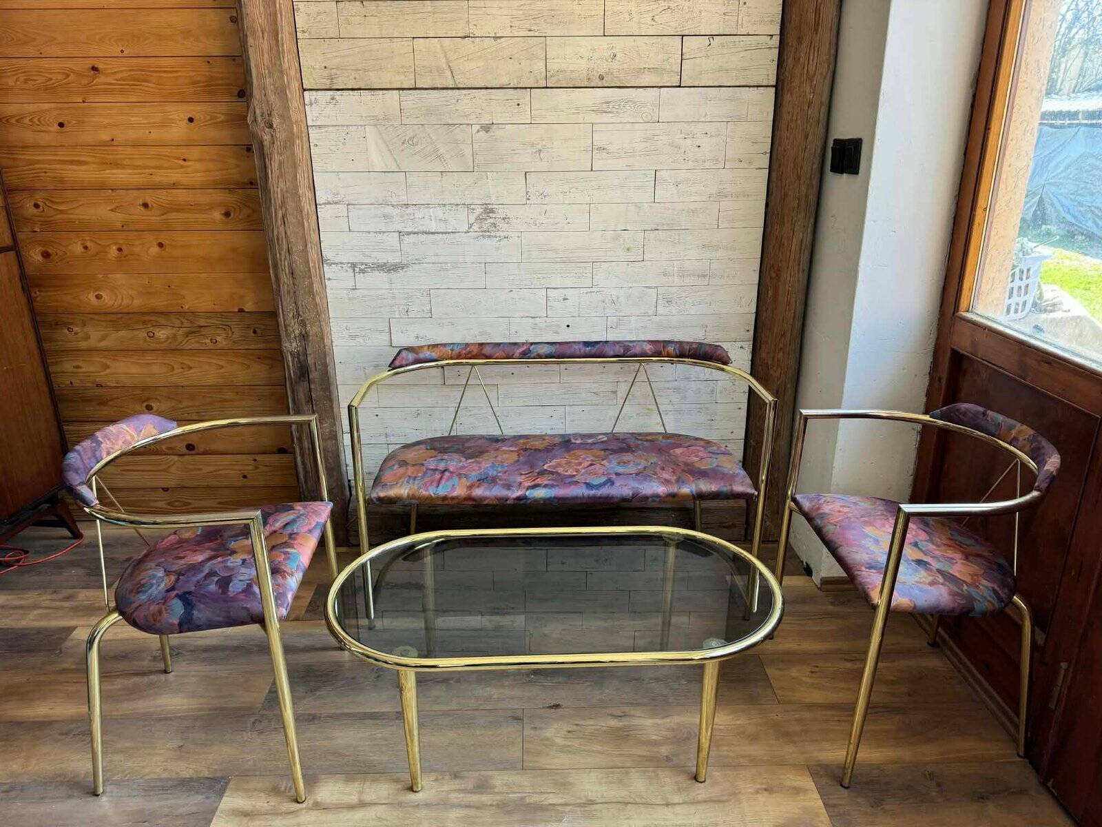 Mid-Century Modern Lounge Set in Brass, 1960s, Set of 4