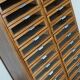 Vintage Dutch oak haberdashery shop cabinet, 1950s