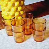Set of 8 Lever amber glasses