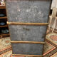 Leather, wood and brass travel trunk