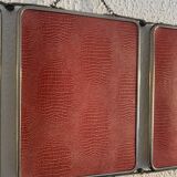 Vintage 1950s beveled barber triptych mirror in grenadine - 21 x 49 cm