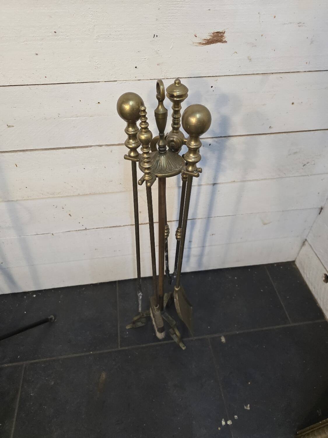 Solid brass fireplace set