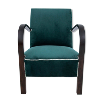 Art Deco bottle green armchair, Poland, 1940s