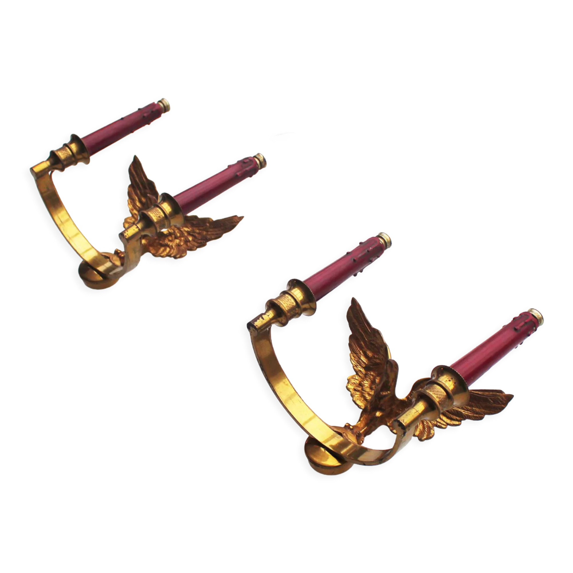 Pair of Antique 1950's Solid brass Empire Style 'Eagle' wall sconces