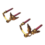 Pair of Antique 1950's Solid brass Empire Style 'Eagle' wall sconces