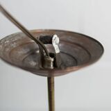 Chandelier 1930 double Opaline blown glass brass and copper