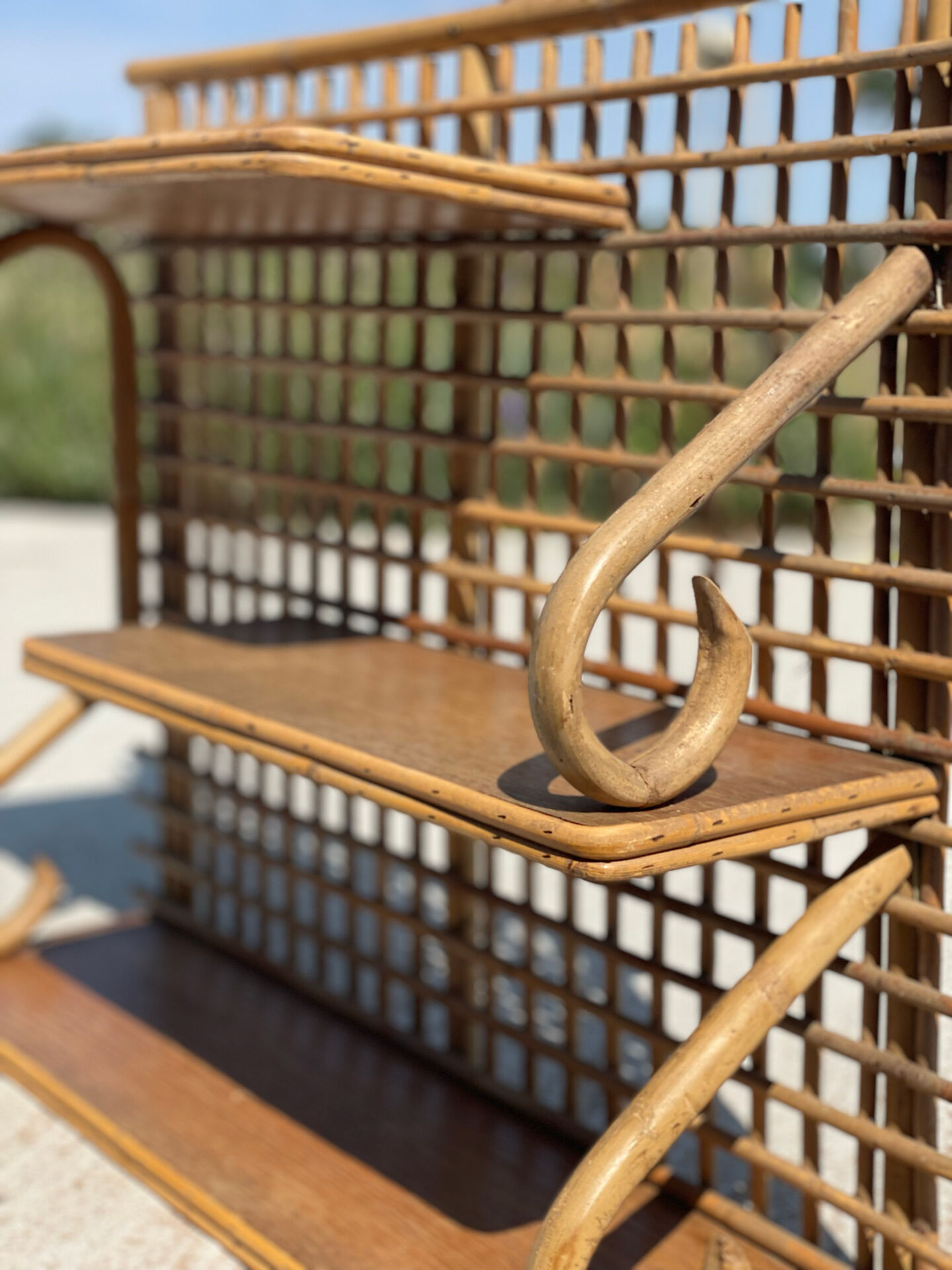 Vintage Rattan and Bamboo Wall Shelf – 1960s/70s