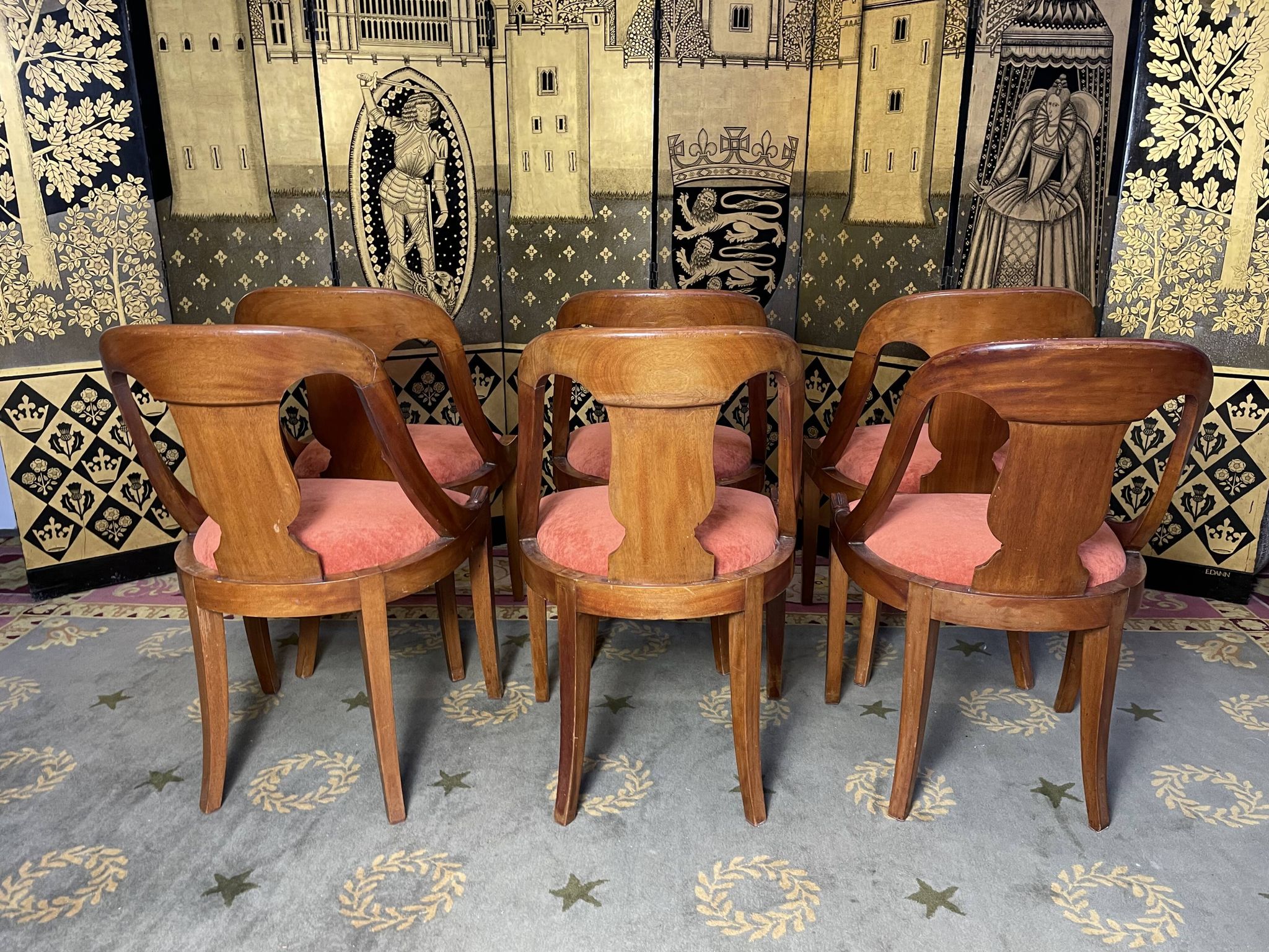 6 chaises gondoles de style Empire