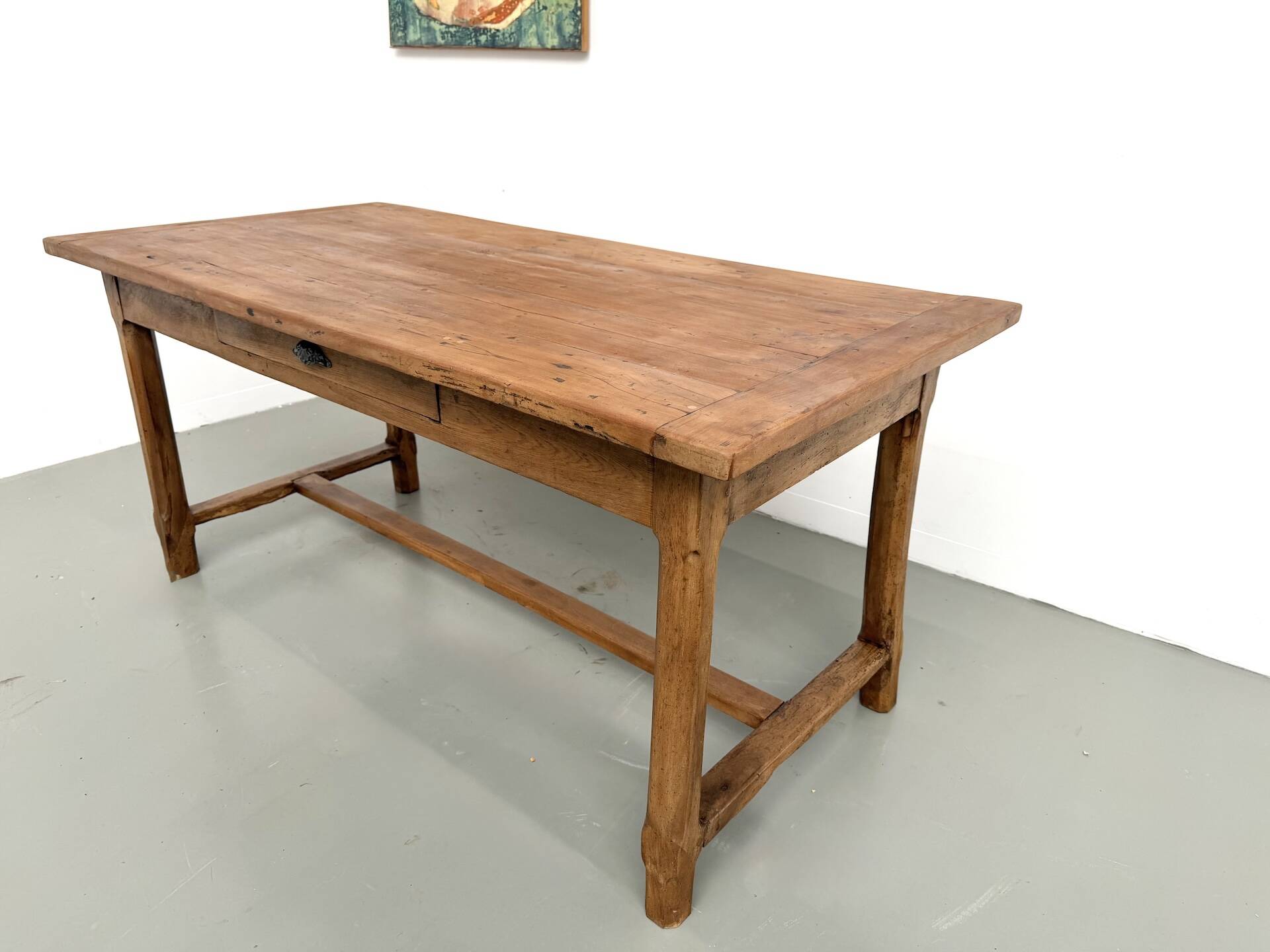 Farm table in solid cherry wood, one drawer, 1950s.