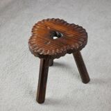 Pair of wooden stools, Spanish folk art