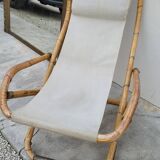 Vintage bamboo deck chair armchair 1950s Italy