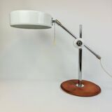 Atelje Lyktan desk lamp in chrome and vintage brown leather, mid-century, Sweden.