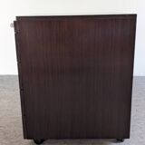 Rosewood storage box on wheels from the 70s/80s