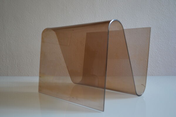 Porte revue moderniste pop space age plexiglas fume vintage annees 70