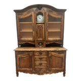 Provencal buffet in solid walnut Two-body buffet with pendulum 19th century