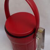 Red leather ice bucket