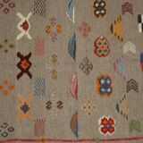 Berber carpet wool woven and embroidered from the High Atlas