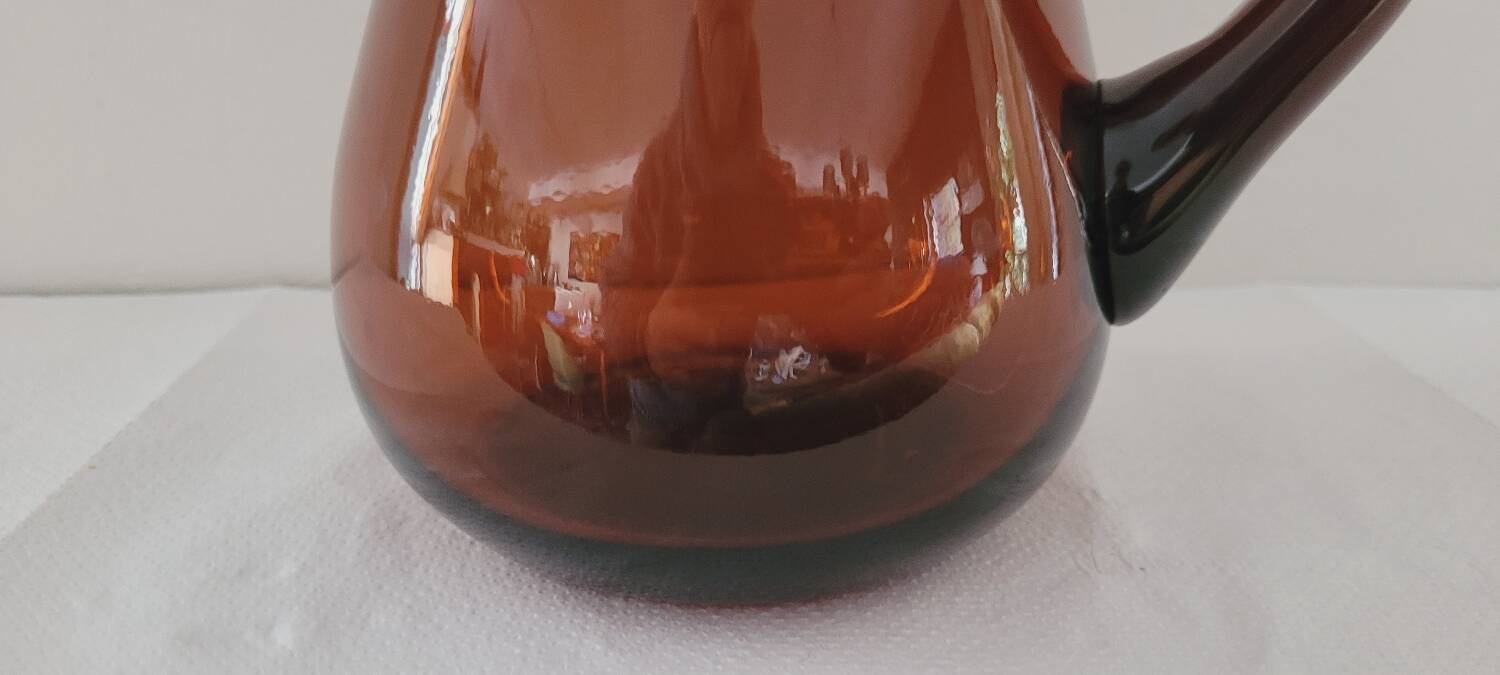 60's amber glass pitcher