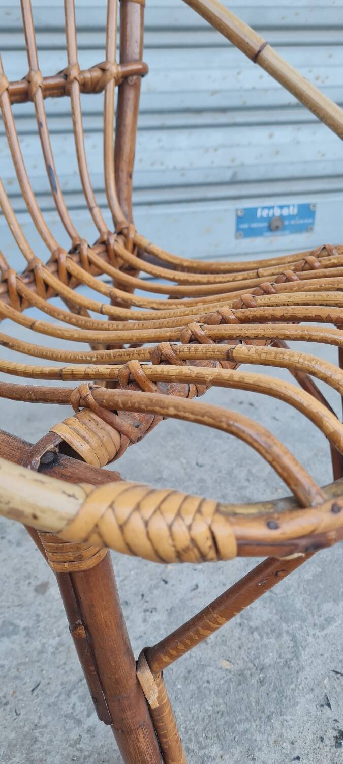 Rattan shell armchair