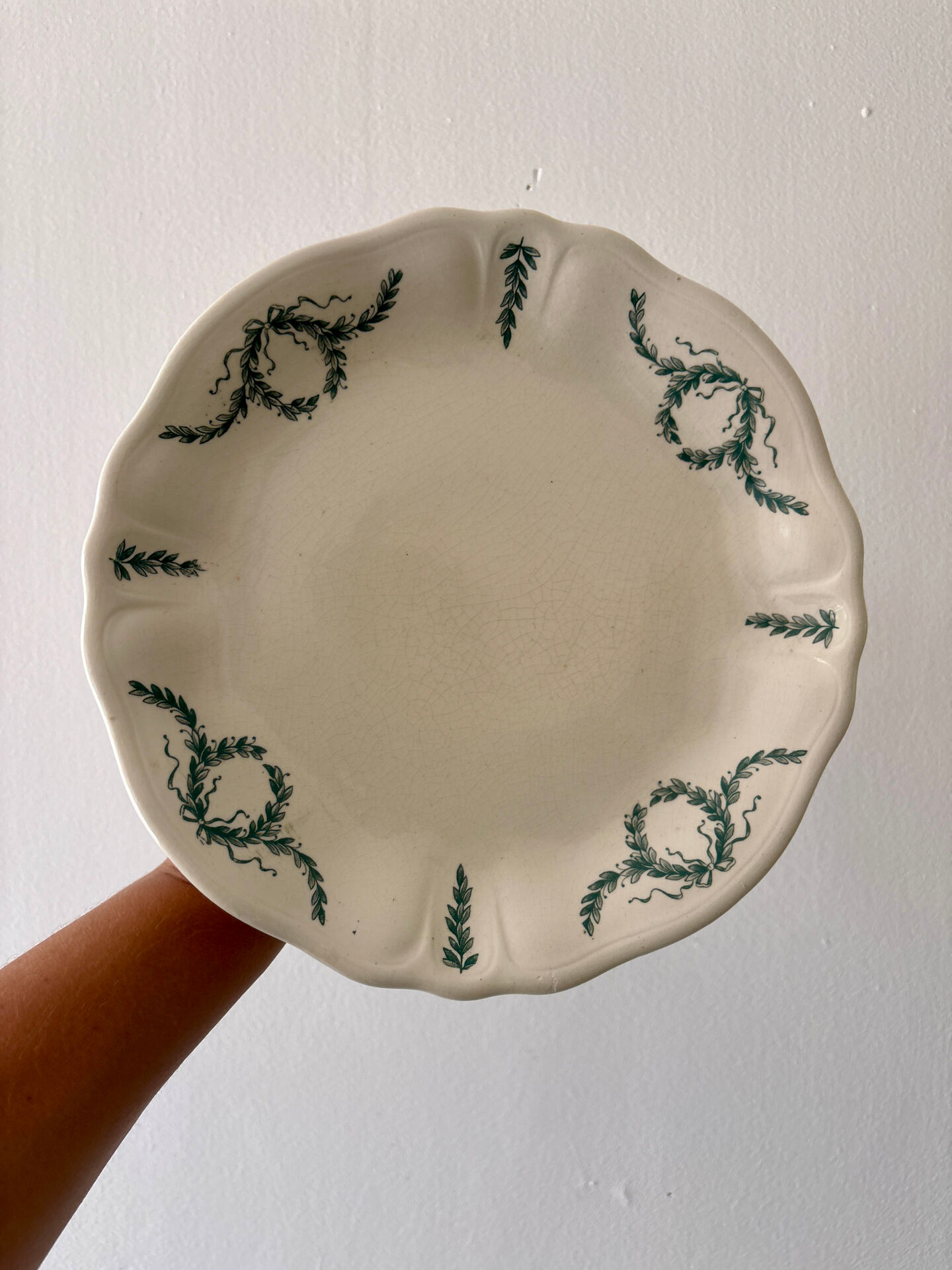 Compote dish or antique footed plate in ironstone - Villey de Longc