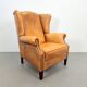 Vintage Sheepskin Leather Wing-Back Chair, 1970s