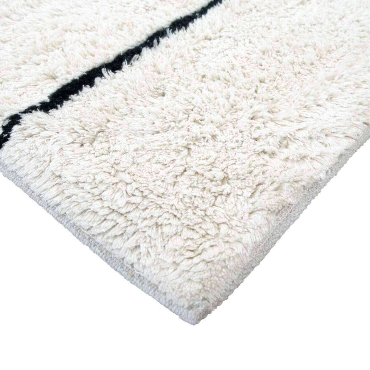 Berber rug 160x230 cm white with black lines