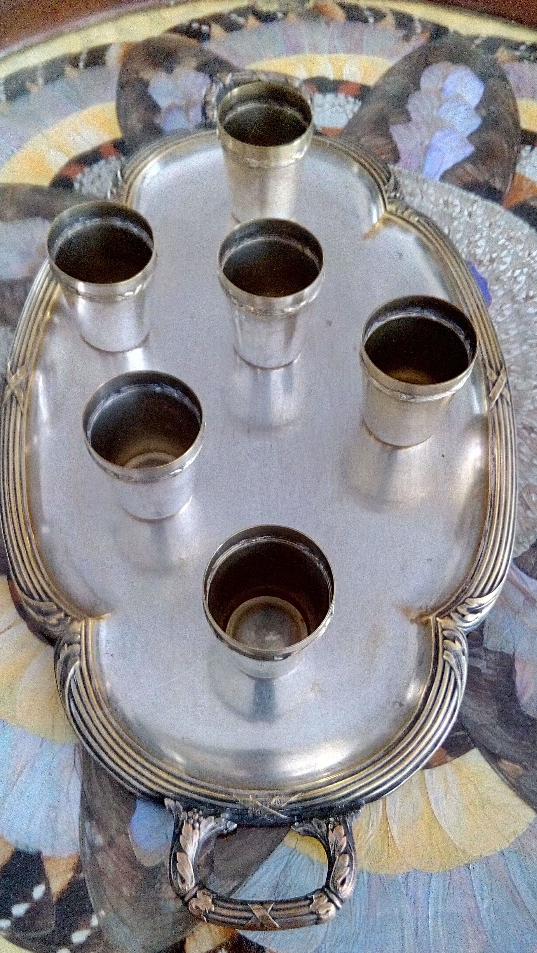 Silver metal liquor service