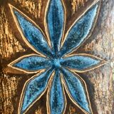 Enameled lava plate signed jean jaffeux circa 1960