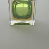 Cendrier, Vide poché Sommerso Vintage vert et jaune en verre de MURANO