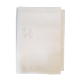 Old rectangular white tablecloth damask and monogrammed