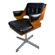 Martin Stoll vintage 1960 swivel armchair in wood and imitation