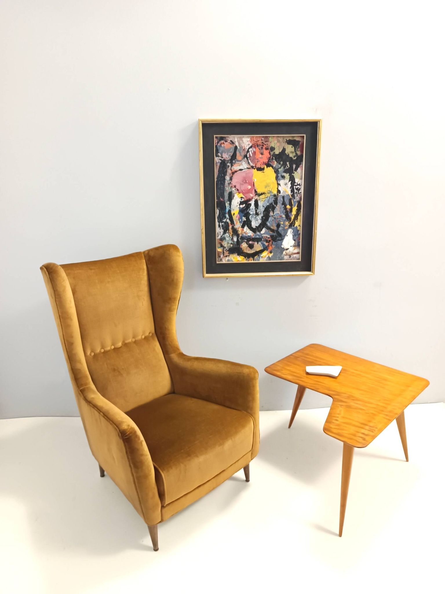 Dark Goldenrod Wingback Armchair model 437 by Gio Ponti for Cassina
