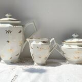 Vintage tea/coffee set in white porcelain with Limoges gold trim
