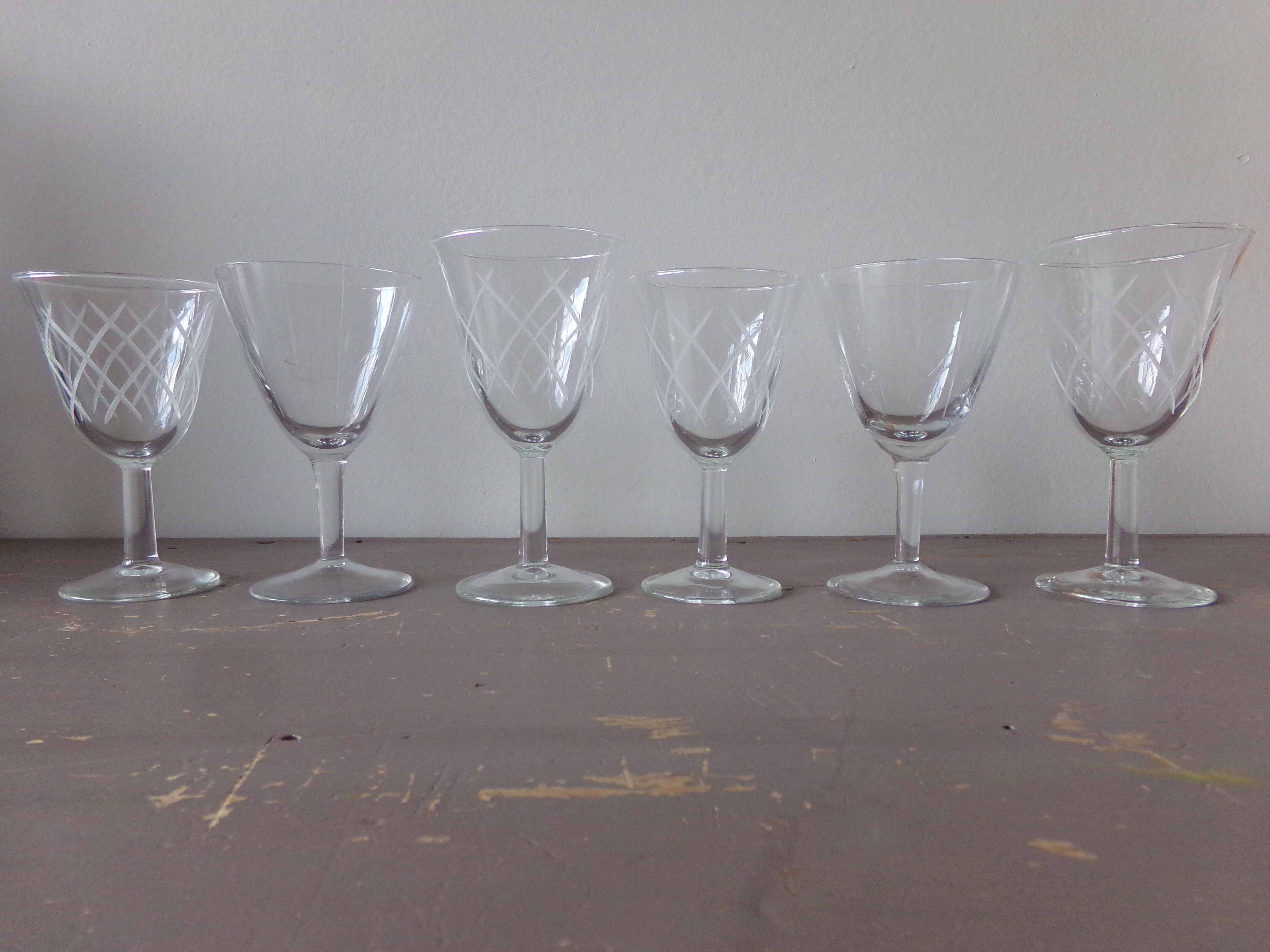 set of 6 mismatched glasses
