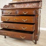 Interwar Walnut Vanity Dresser with Marble Top, 1930s
