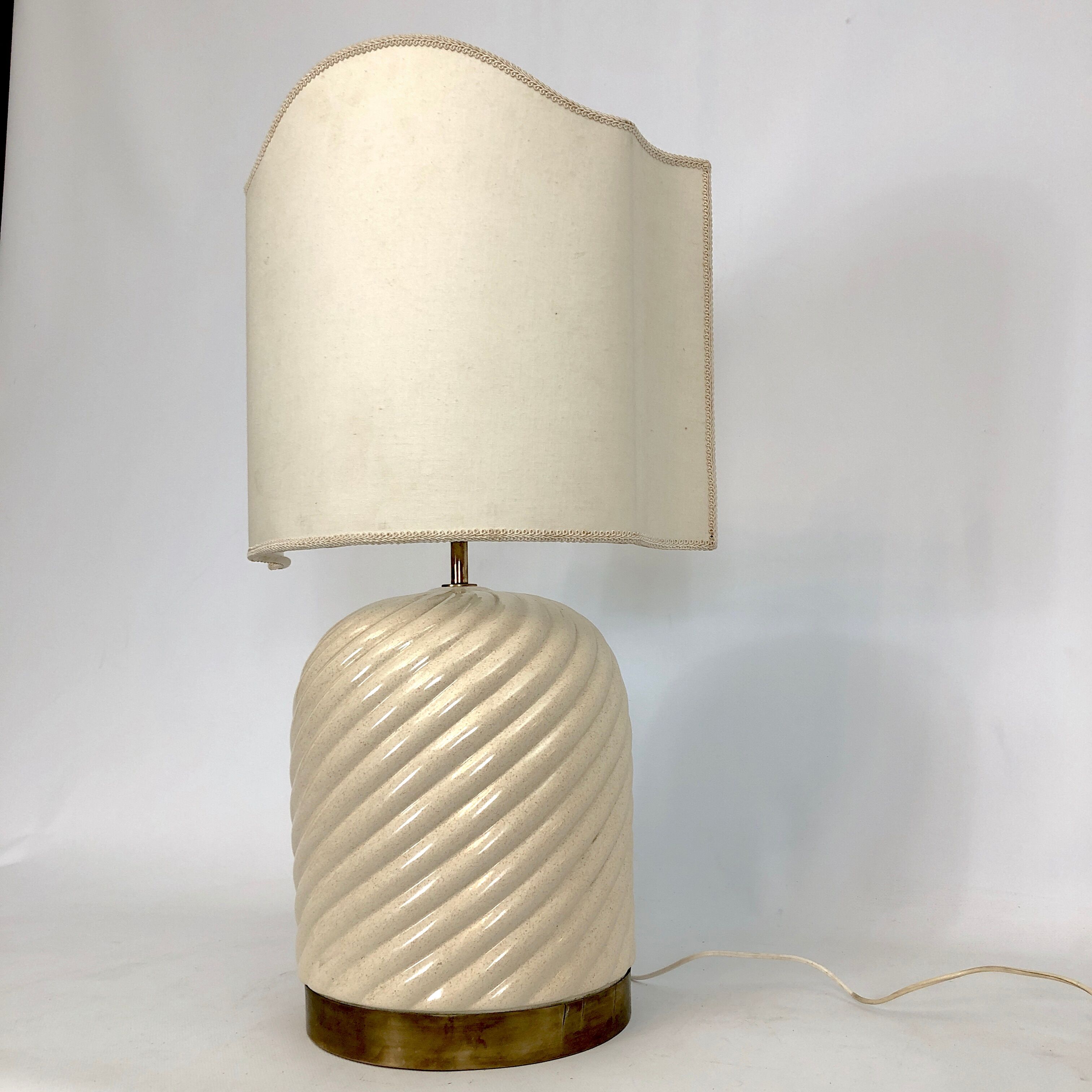 Ceramic and Brass Table Lamp by Tommaso Barbi, 1970s