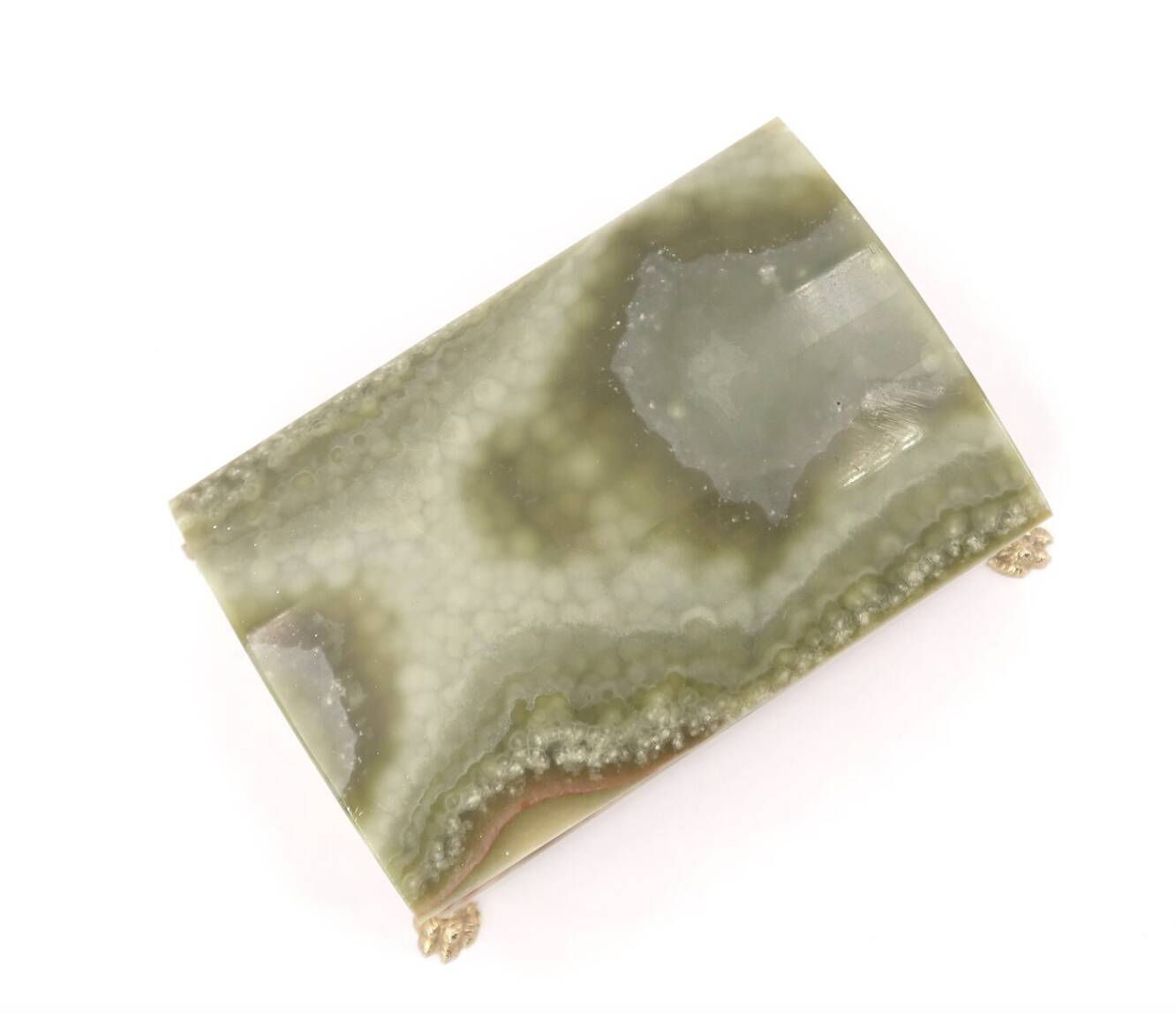 Italian onyx and gold metal catchall, 1970s.