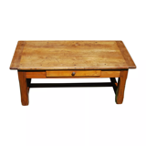 Rustic old wooden coffee table with crossbeam and drawer